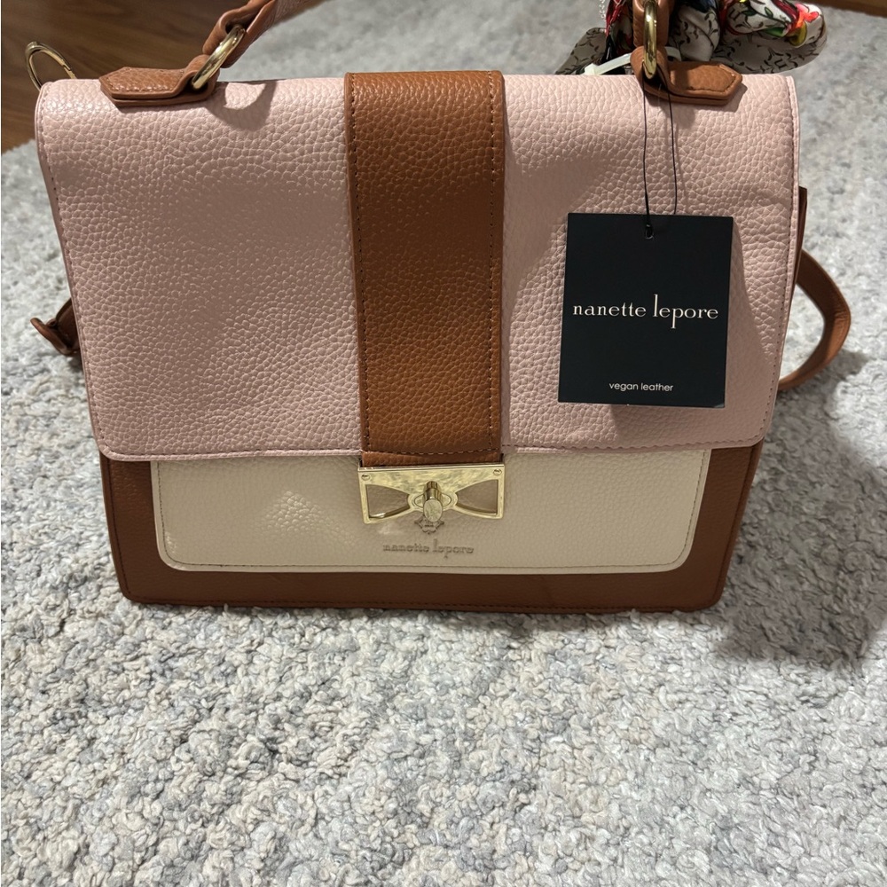 Nanette Lepore Pink and Tan Crossbody Bag